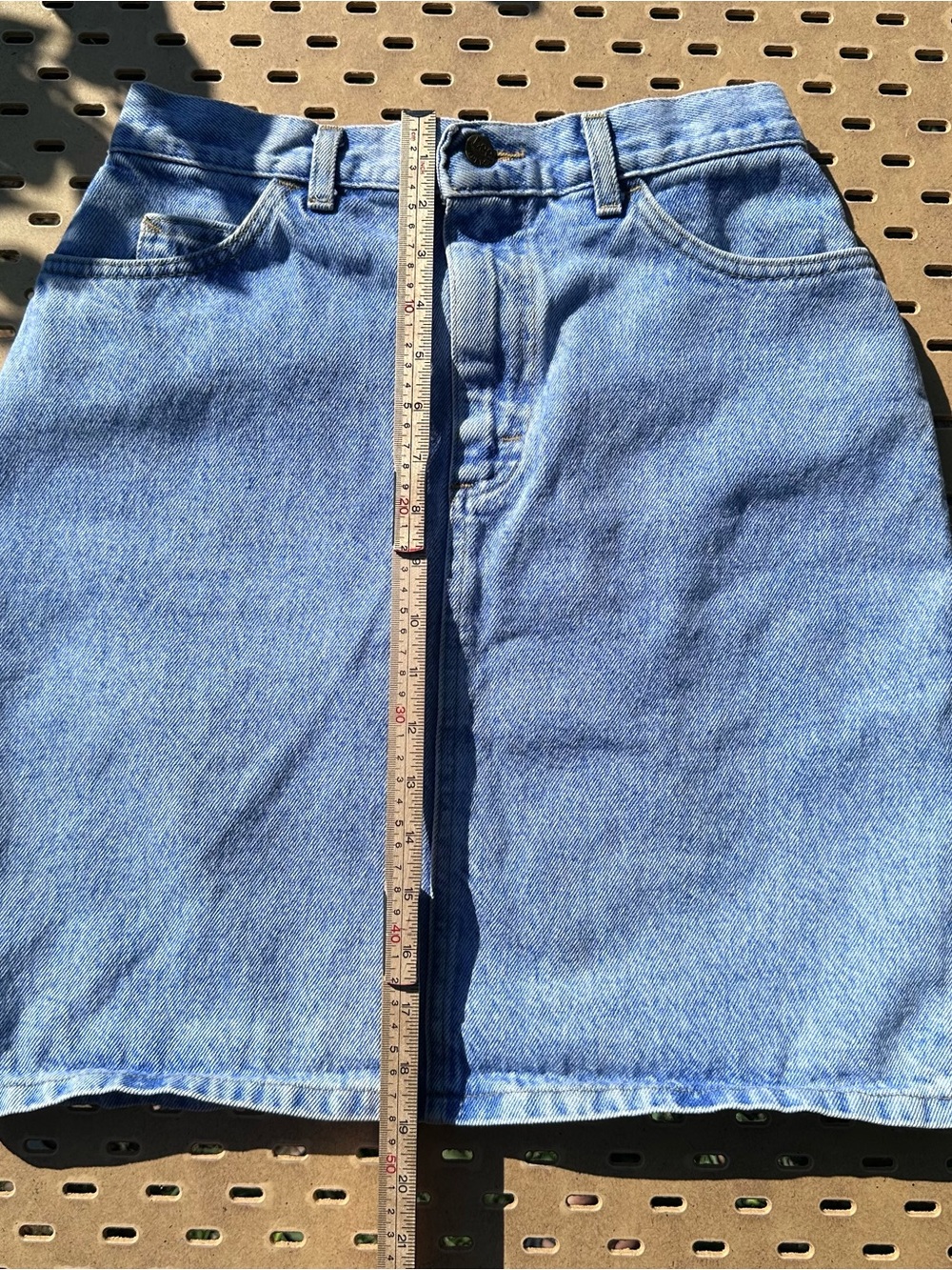 Vintage Lee High Waisted Denim Mini Pencil Skirt Light Wash - Picture 3 of 6